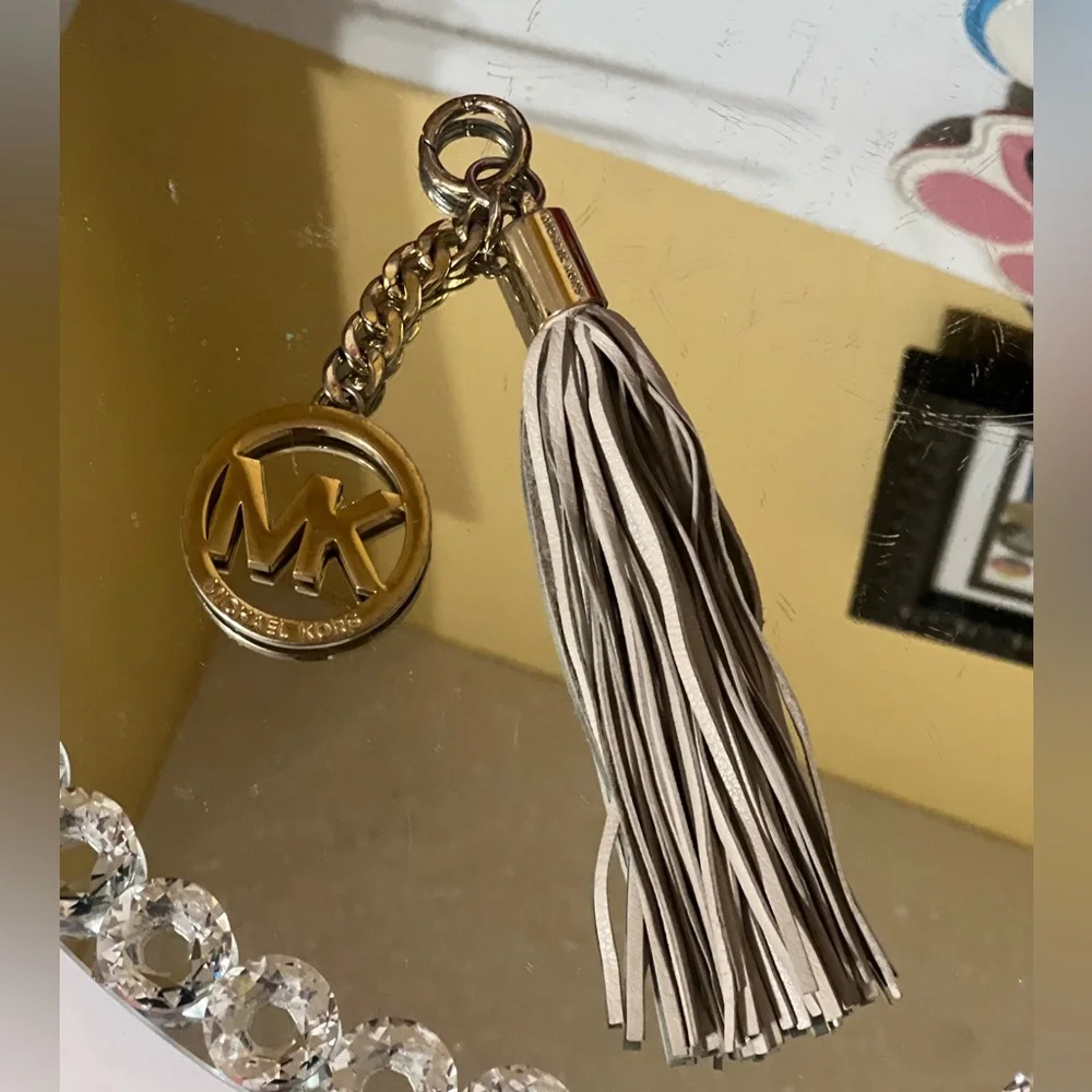 Michael Kors Gold and Tan Tassel Keychain